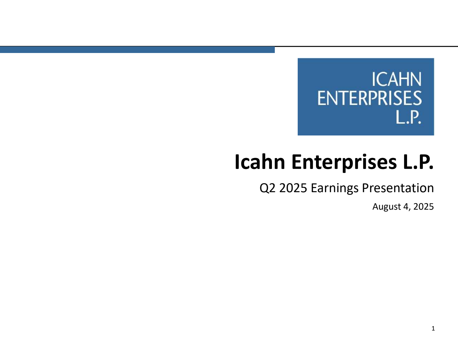 Icahn Enterprises' Q2 2025 Slide Deck