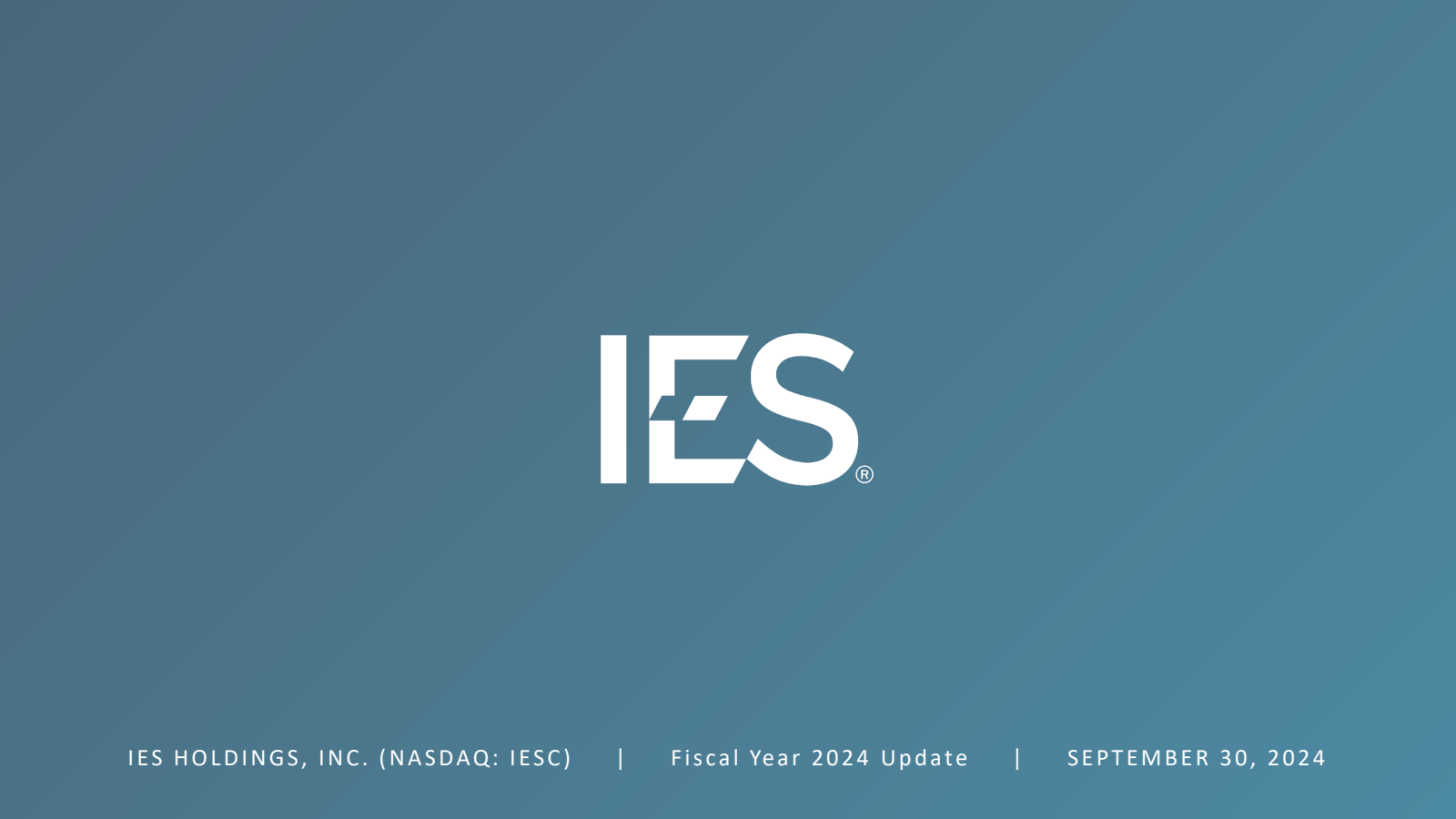 IES's Q4 2024 Slide Deck