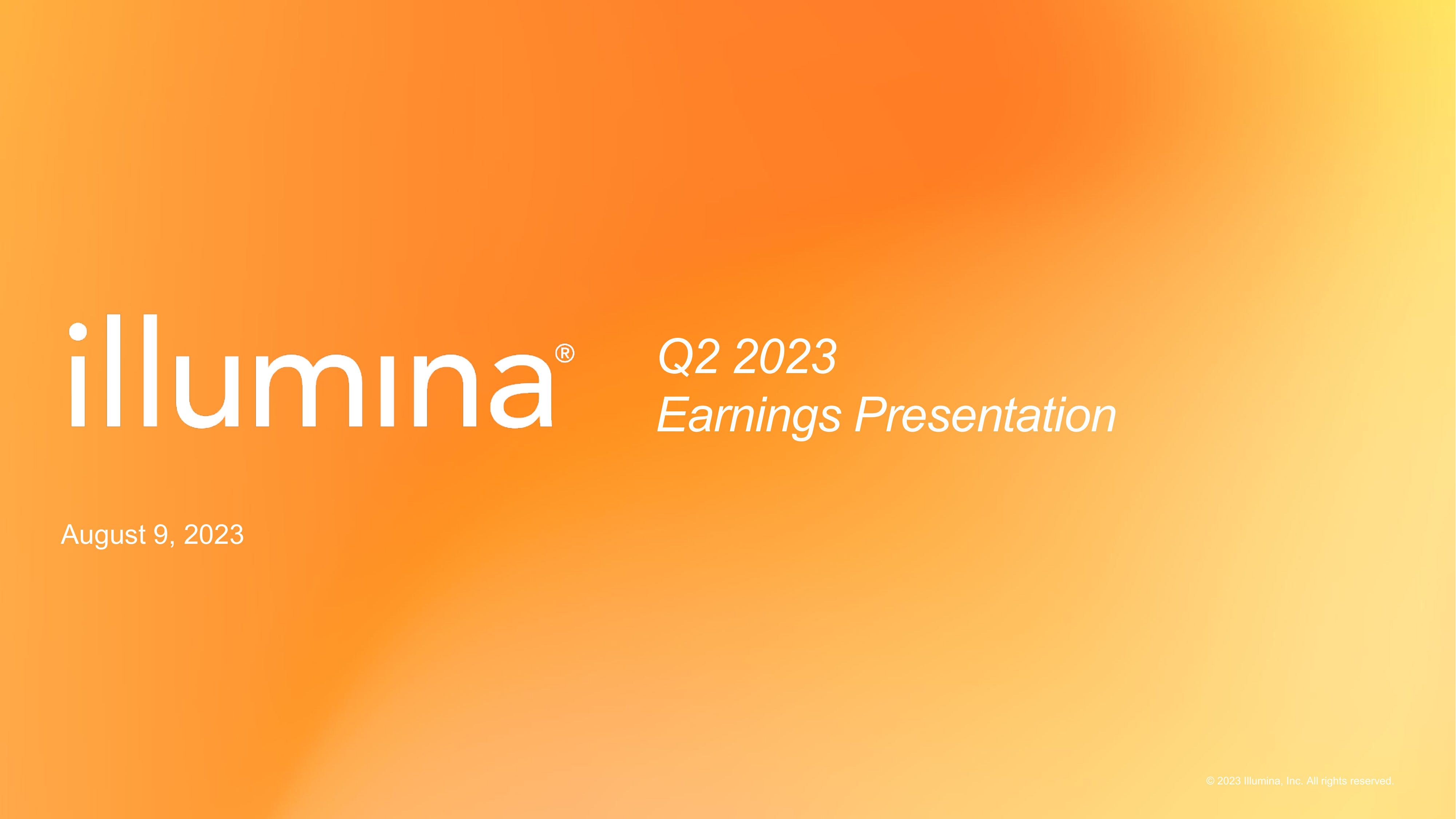Illumina's Q2 2023 Slide Deck
