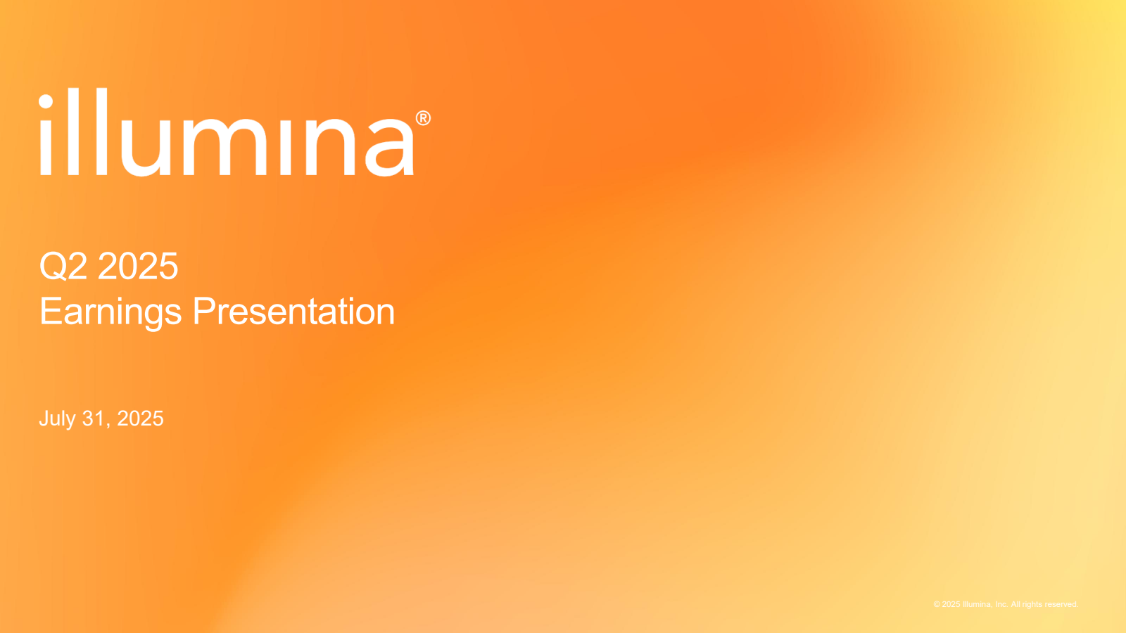 Illumina's Q2 2025 Slide Deck