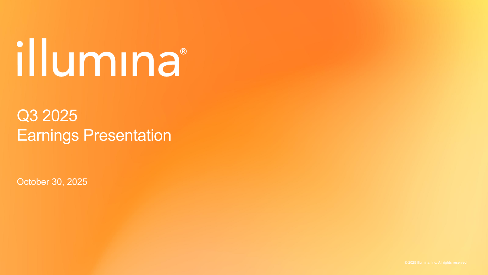 Illumina's Q3 2025 Slide Deck