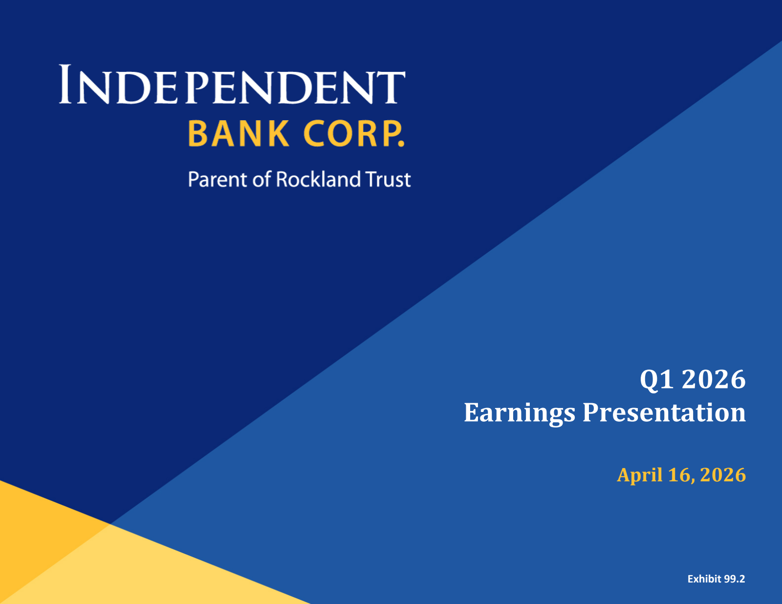 Independent Bank's Q1 2026 Slide Deck