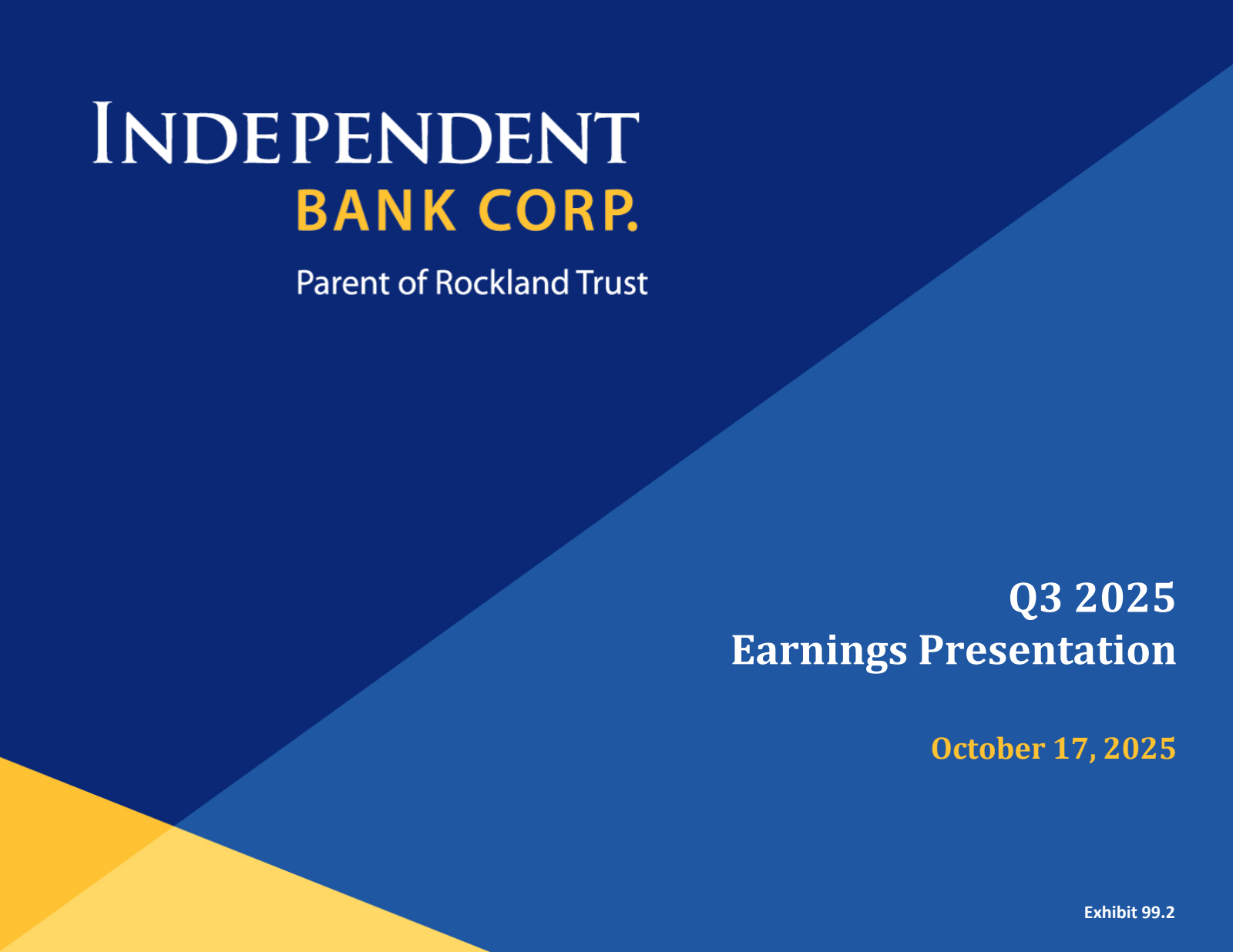 Independent Bank's Q3 2025 Slide Deck