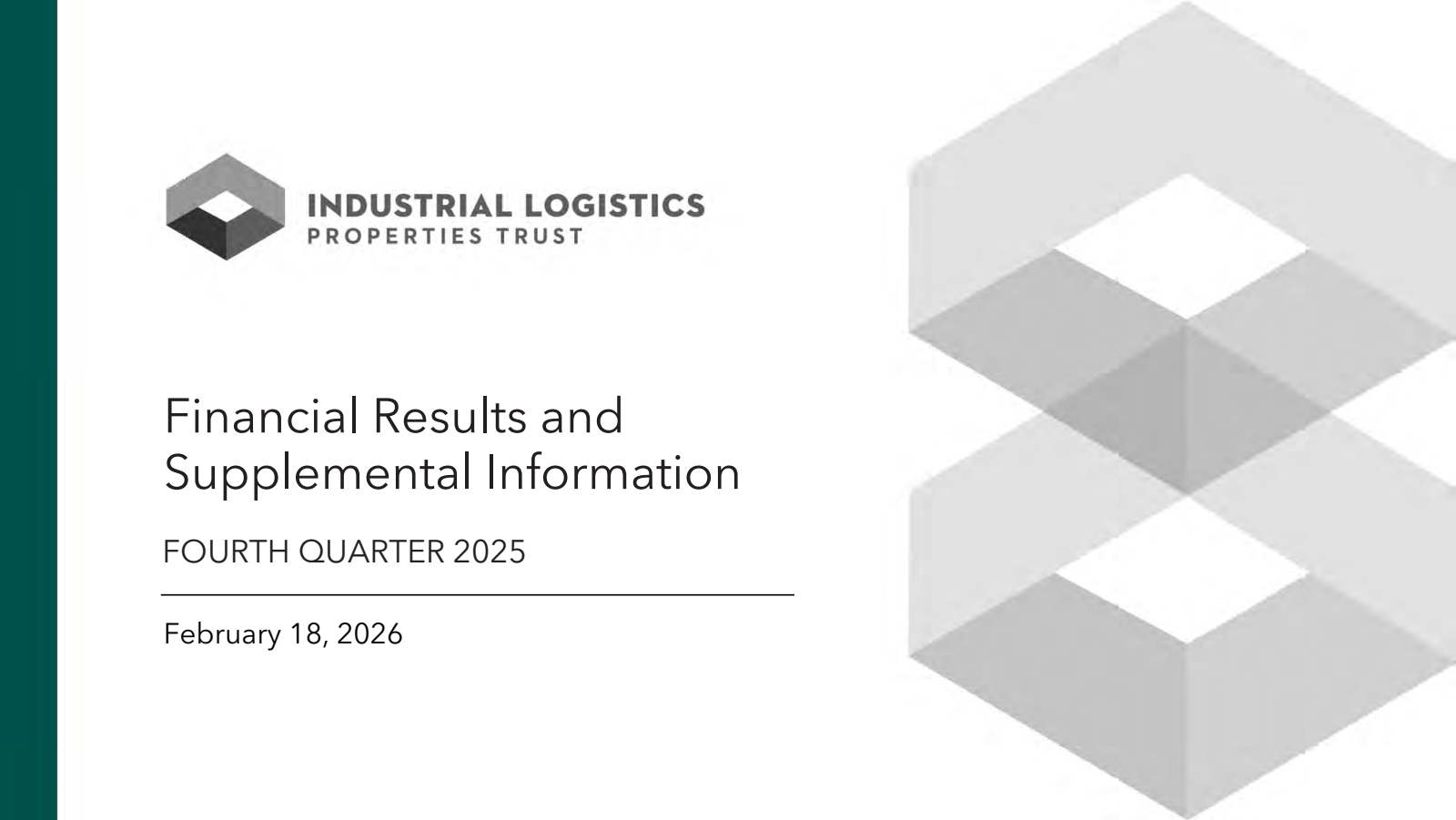 Industrial Logistics Properties Trust's Q4 2025 Slide Deck