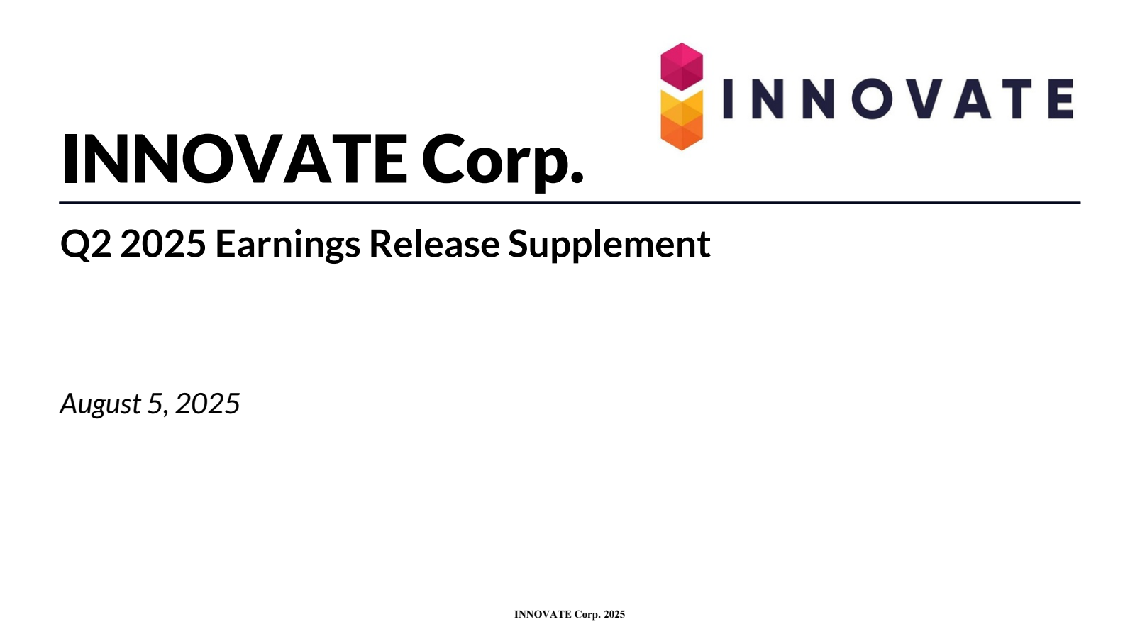 INNOVATE's Q2 2025 Slide Deck