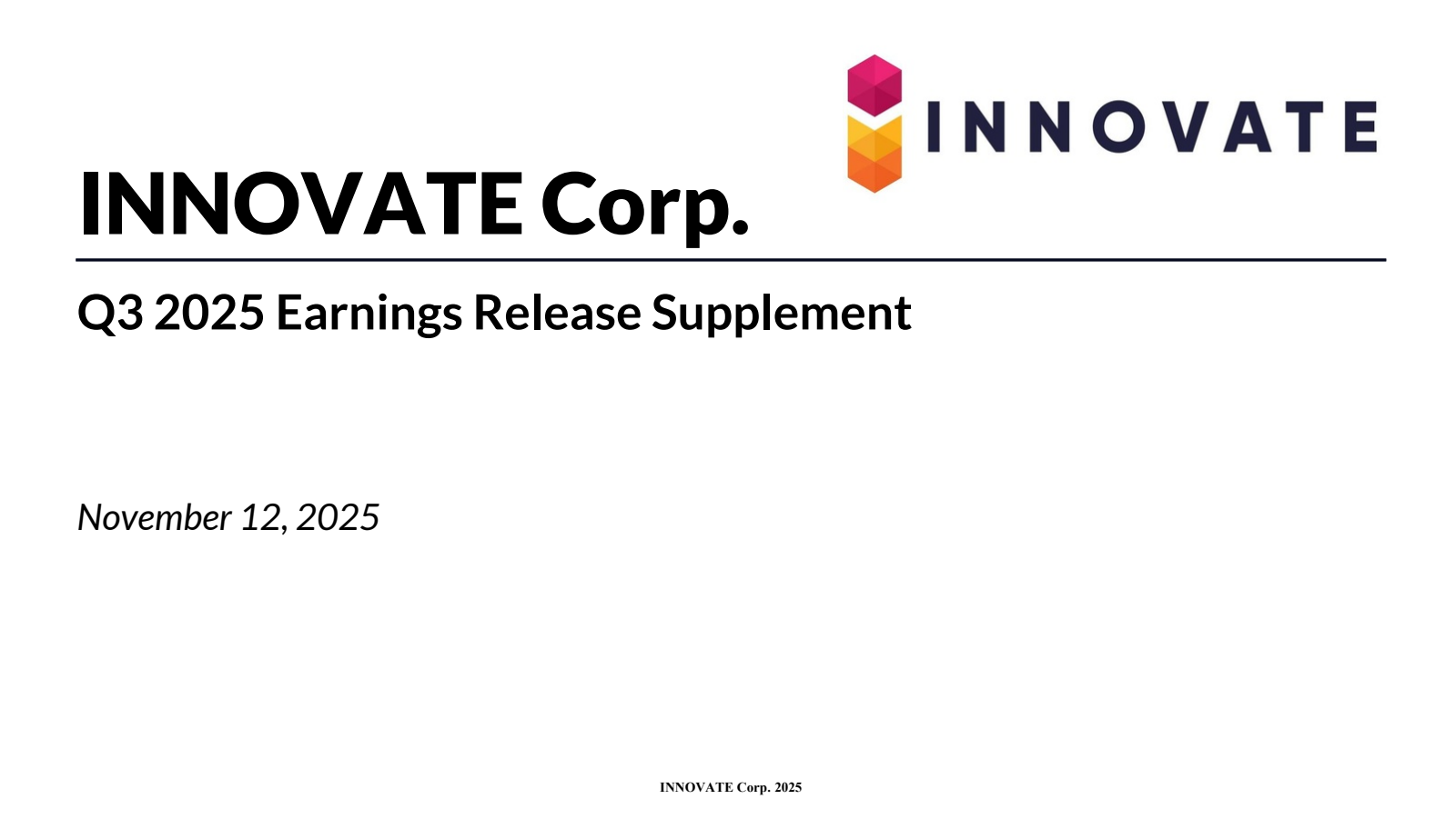 INNOVATE's Q3 2025 Slide Deck