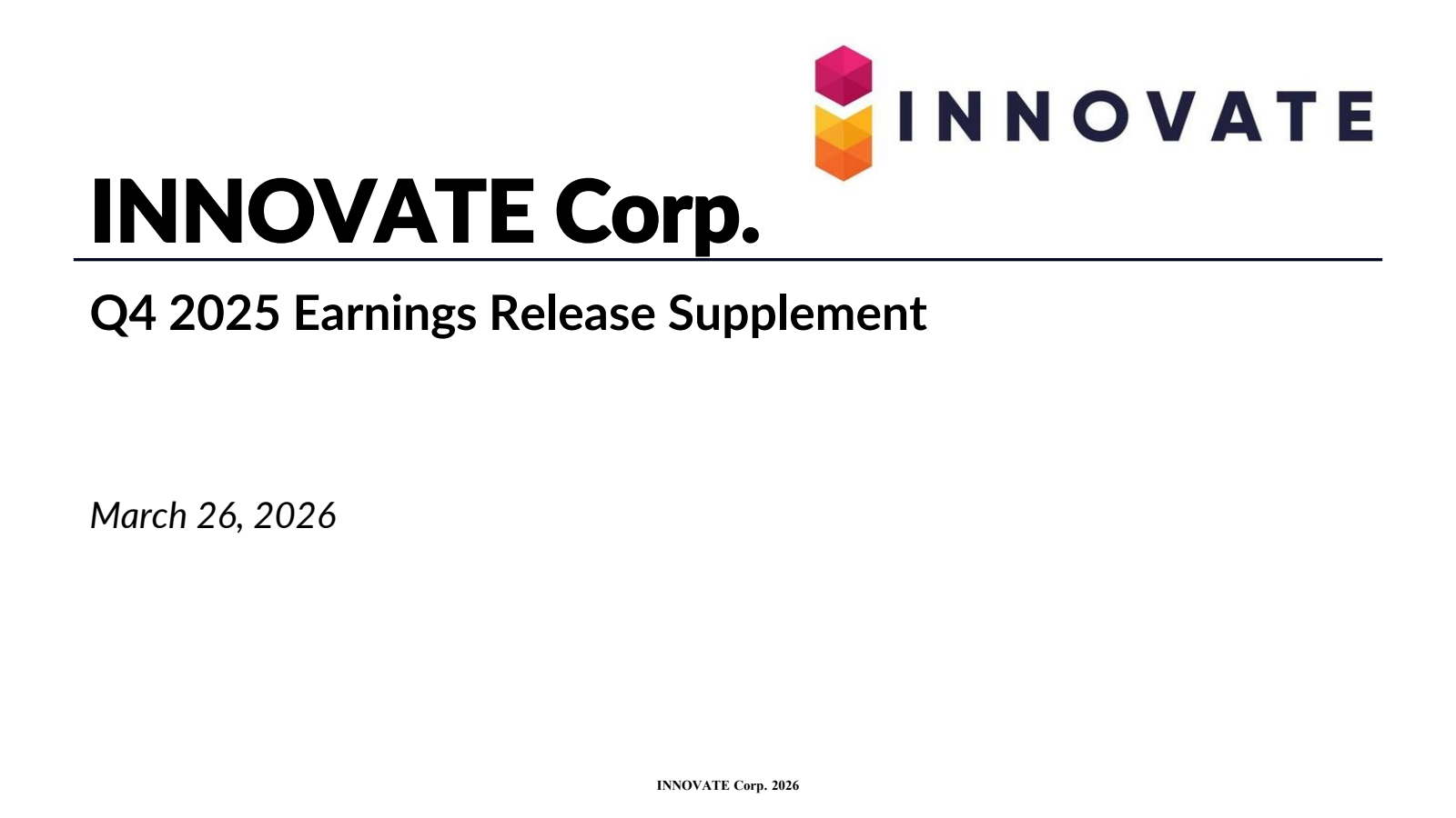 INNOVATE's Q4 2025 Slide Deck