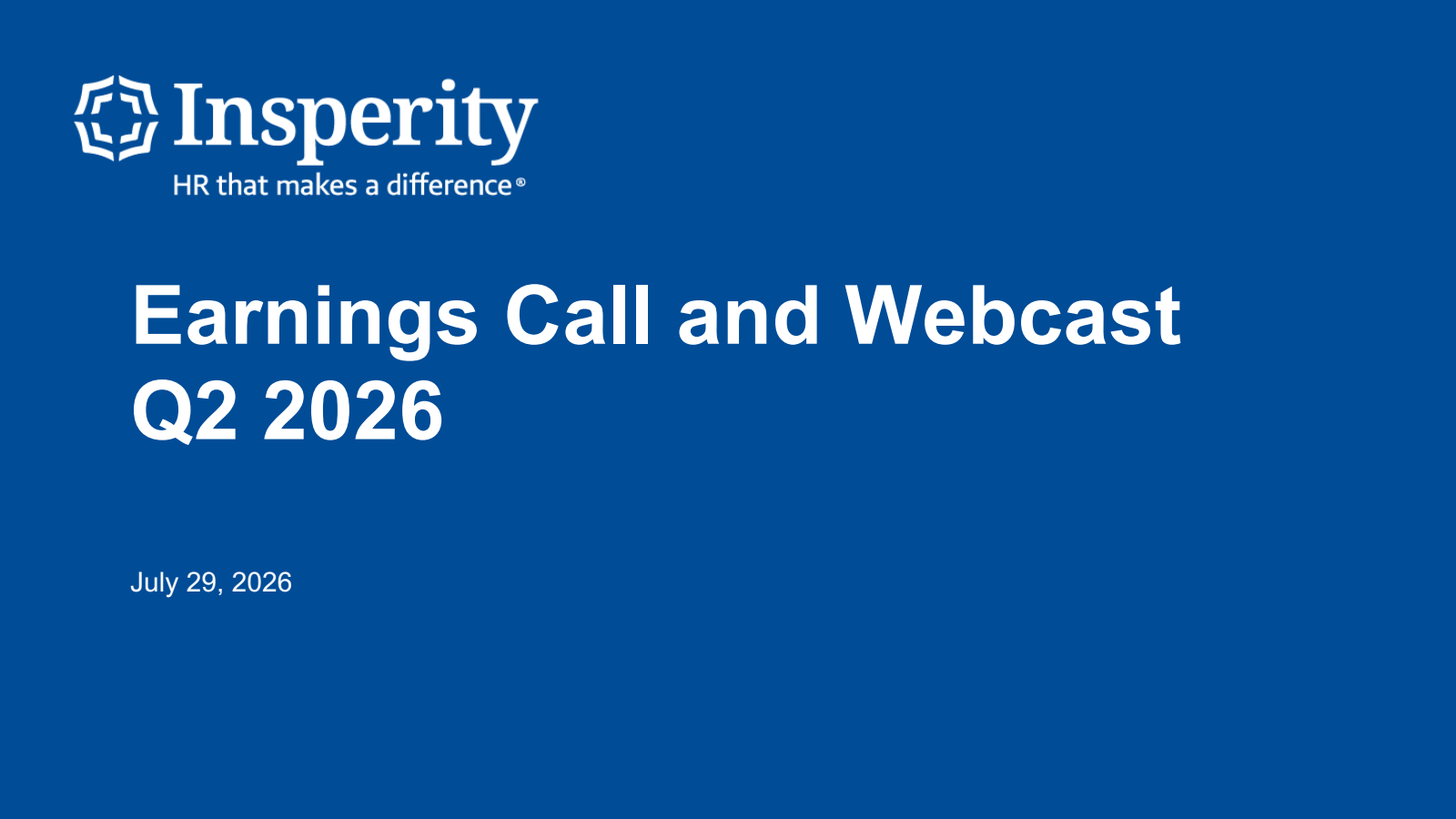 Insperity's Q2 2026 Slide Deck