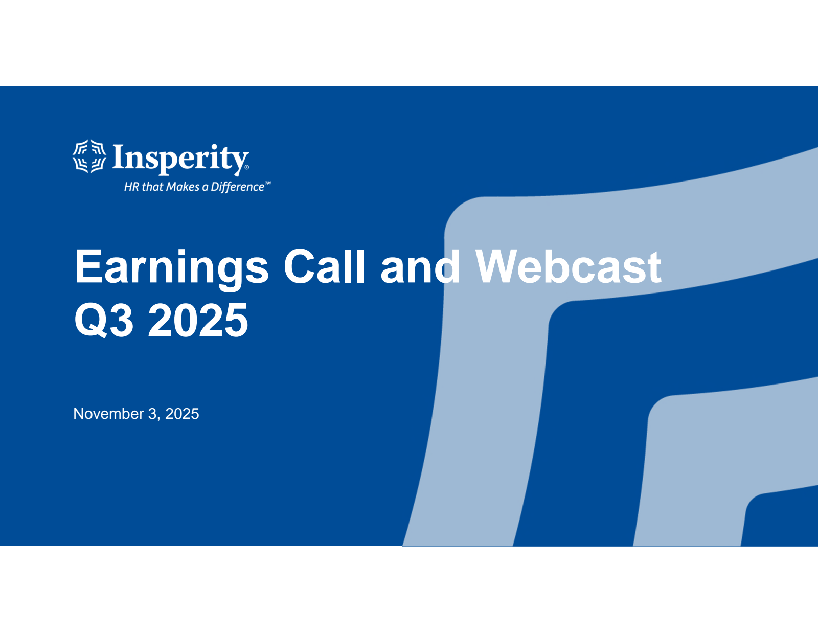 Insperity's Q3 2025 Slide Deck