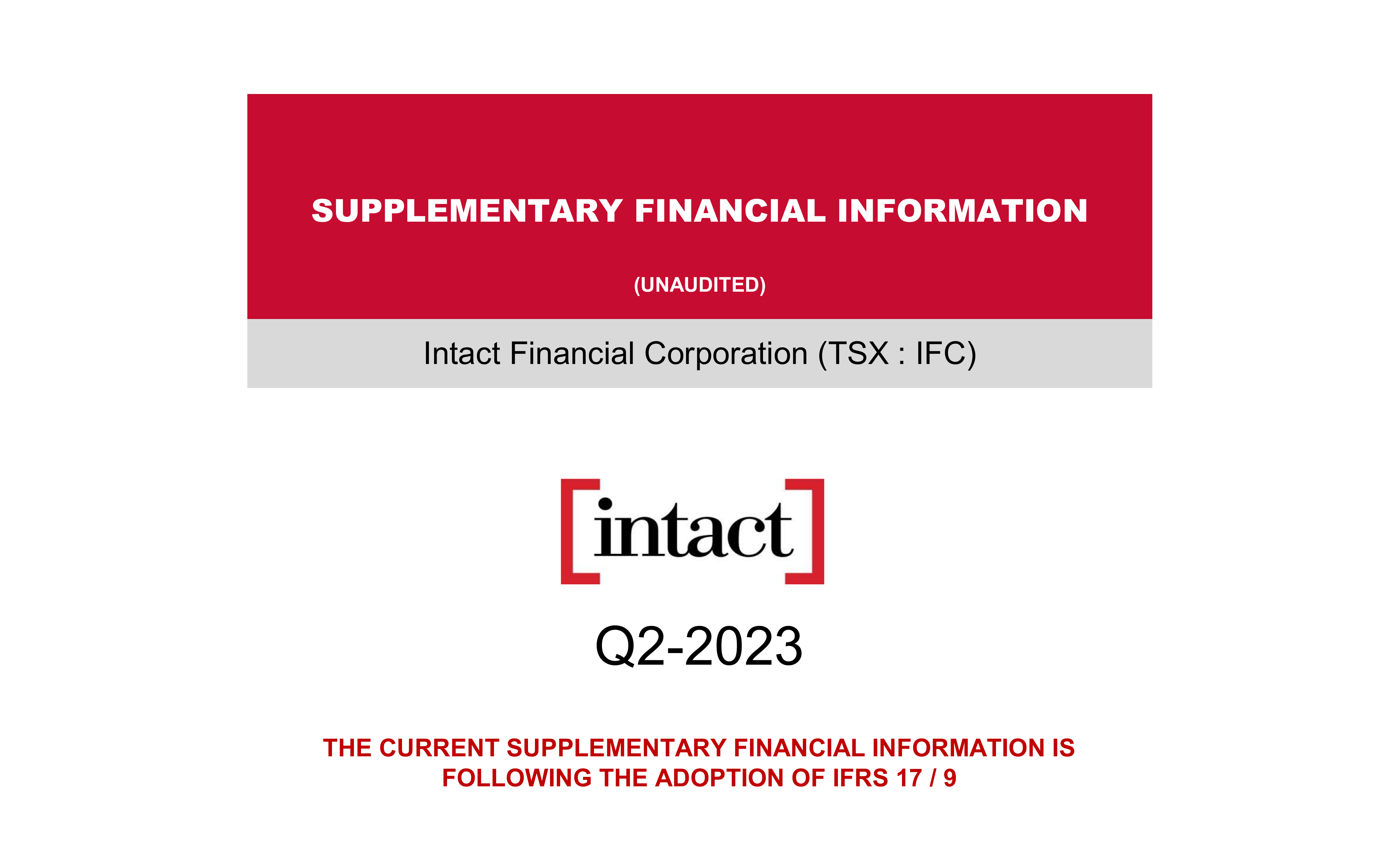 Intact Financial's Q2 2023 Slide Deck