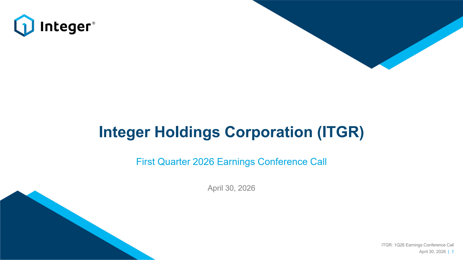 Integer's Q1 2026 Slide Deck