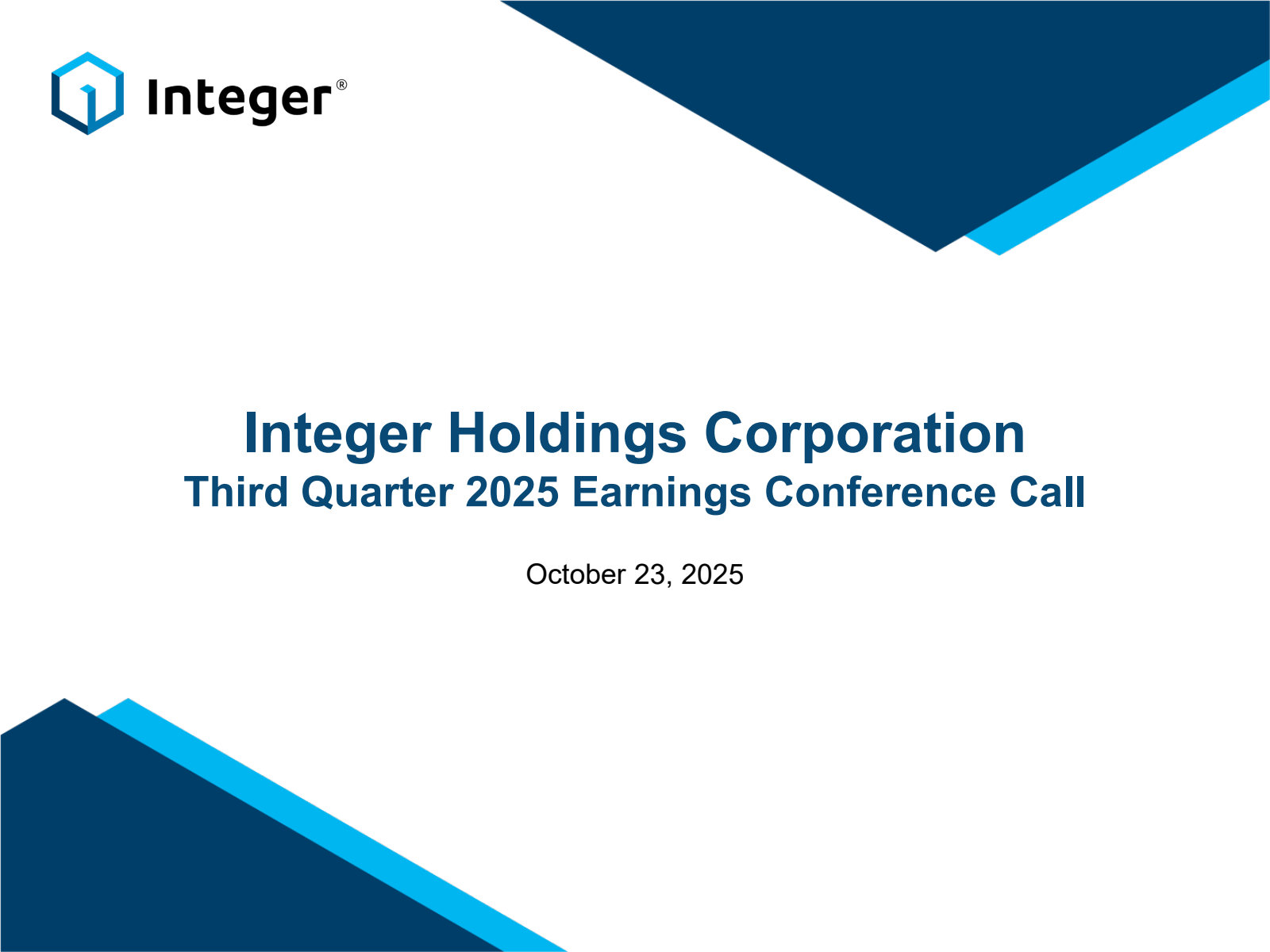 Integer's Q3 2025 Slide Deck