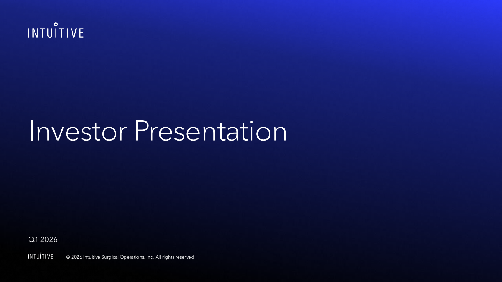 Intuitive Surgical's Q1 2026 Slide Deck