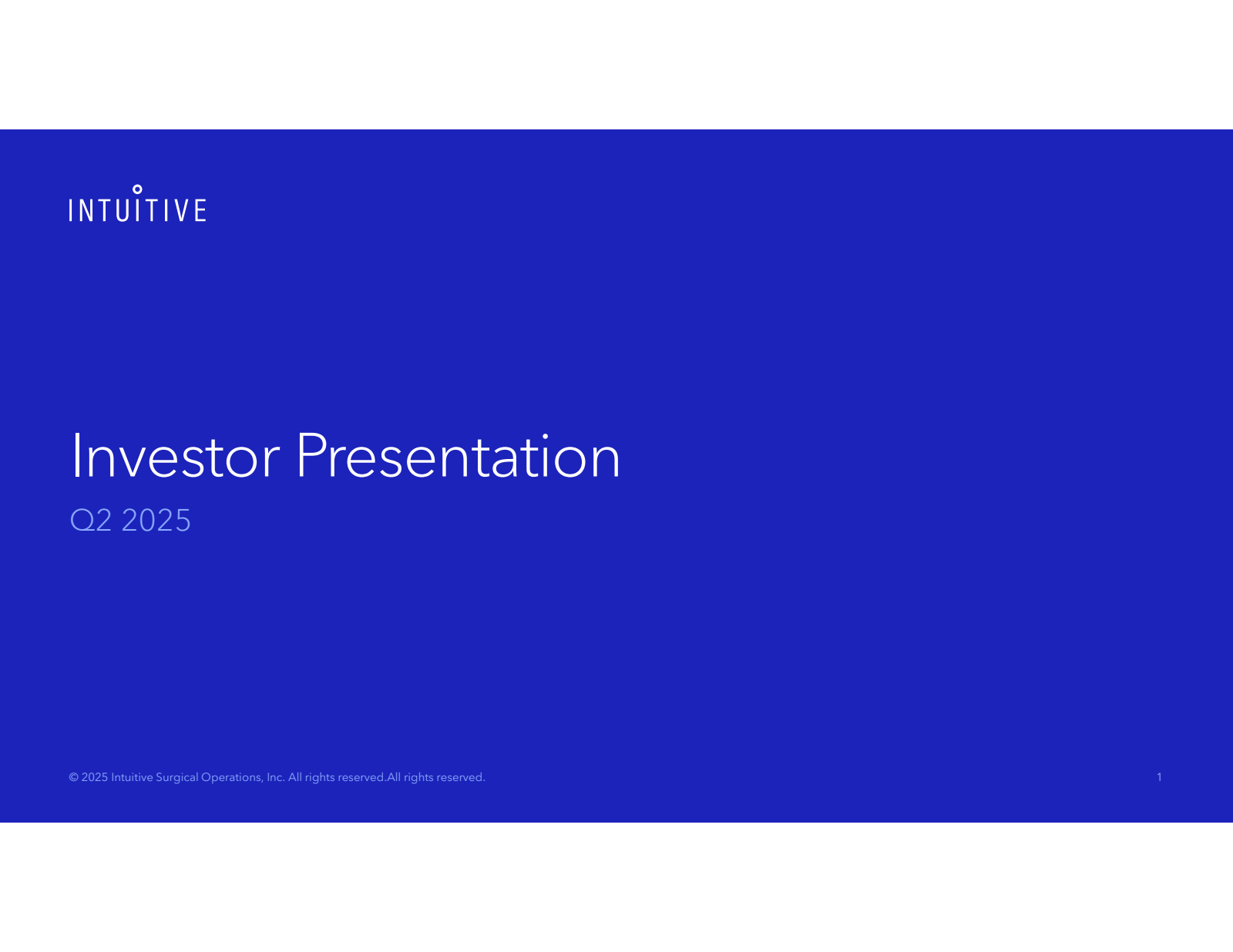 Intuitive Surgical's Q2 2025 Slide Deck