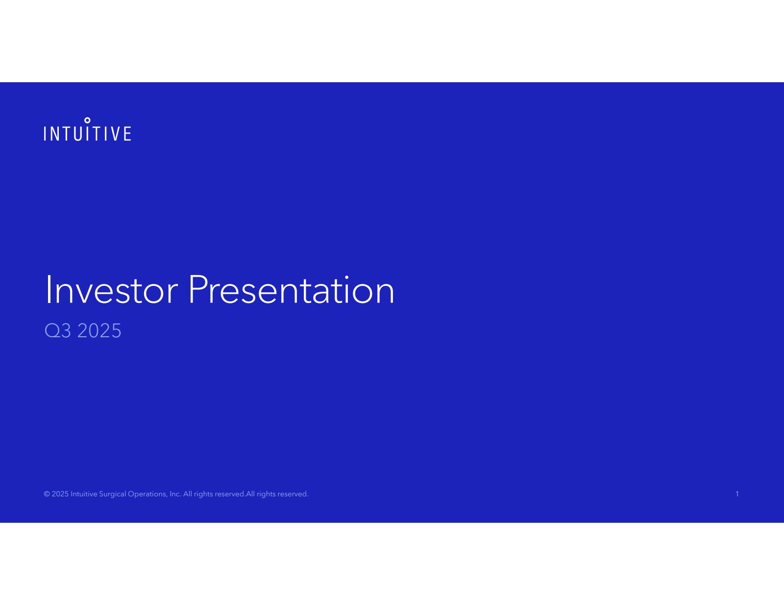 Intuitive Surgical's Q3 2025 Slide Deck