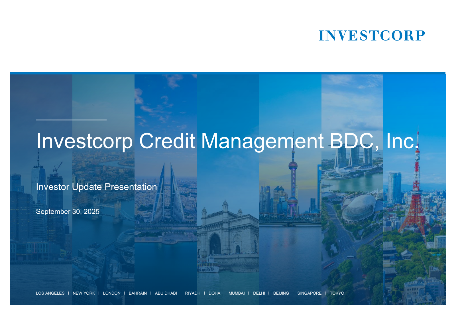Investcorp Credit Management BDC's Q1 2026 Slide Deck