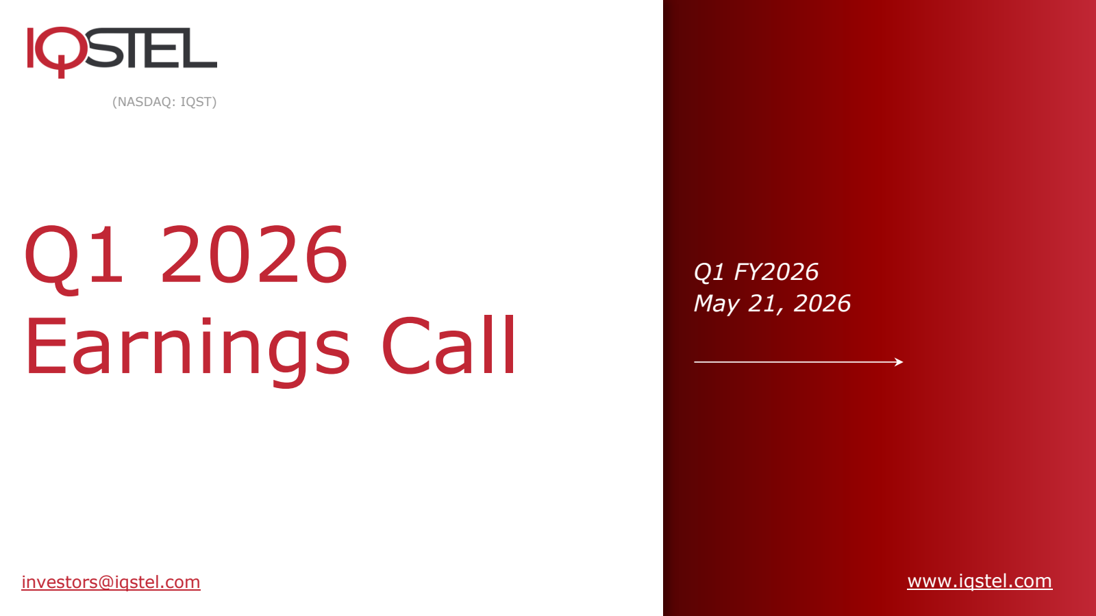 iQSTEL's Q1 2026 Slide Deck