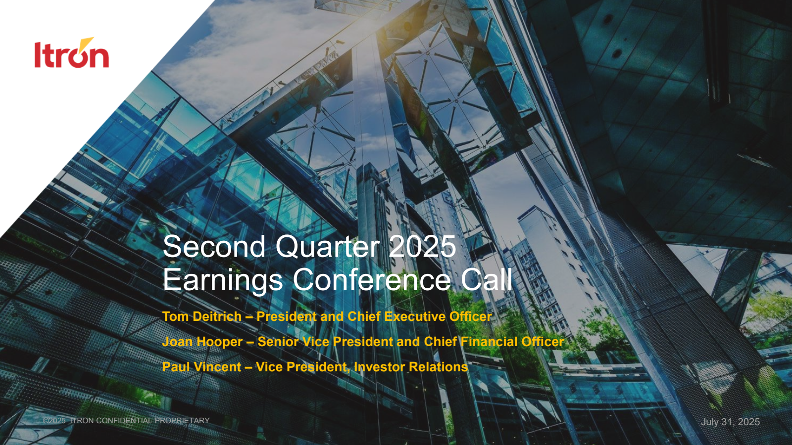 Itron's Q2 2025 Slide Deck