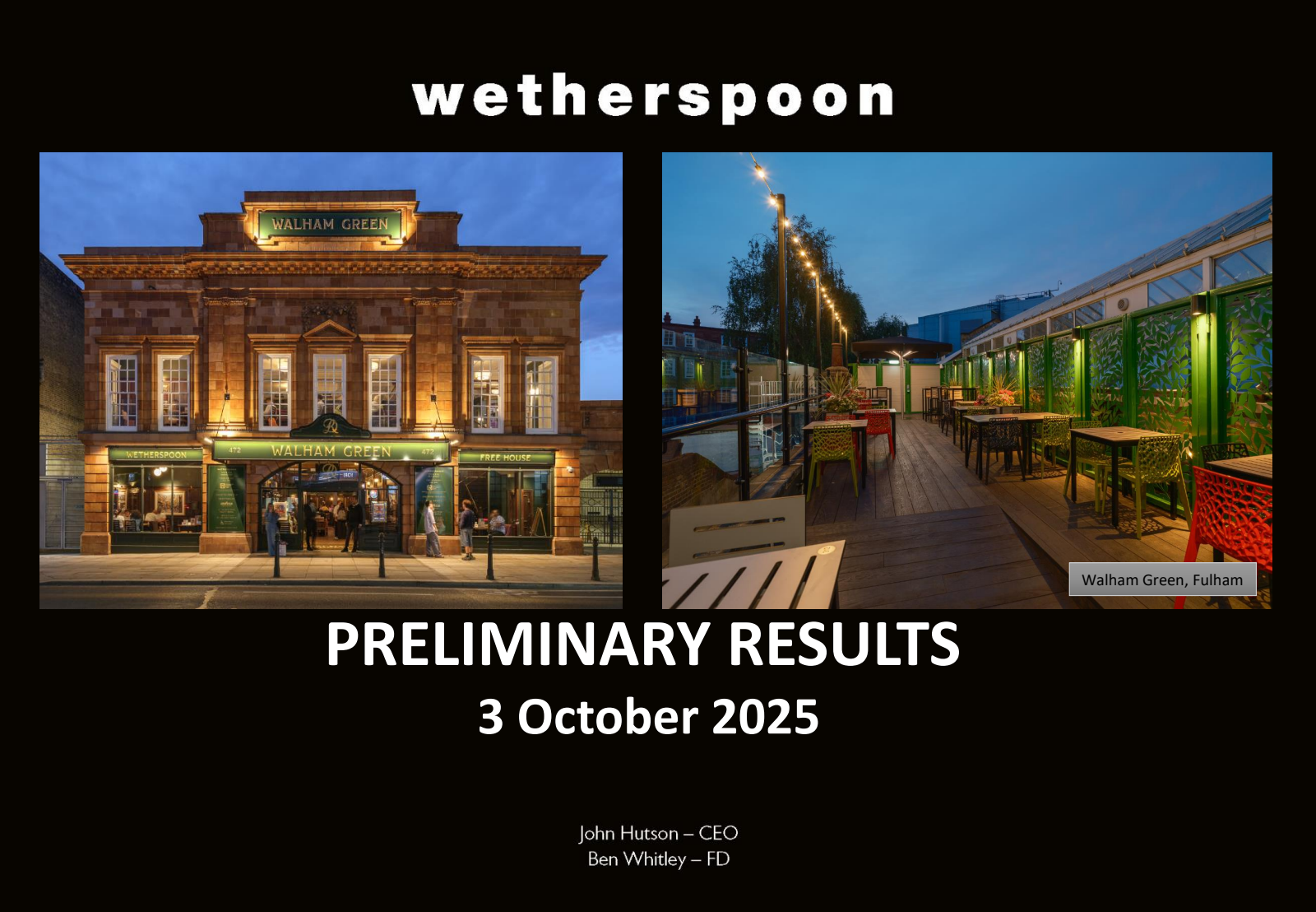 J D Wetherspoon's H2 2025 Slide Deck