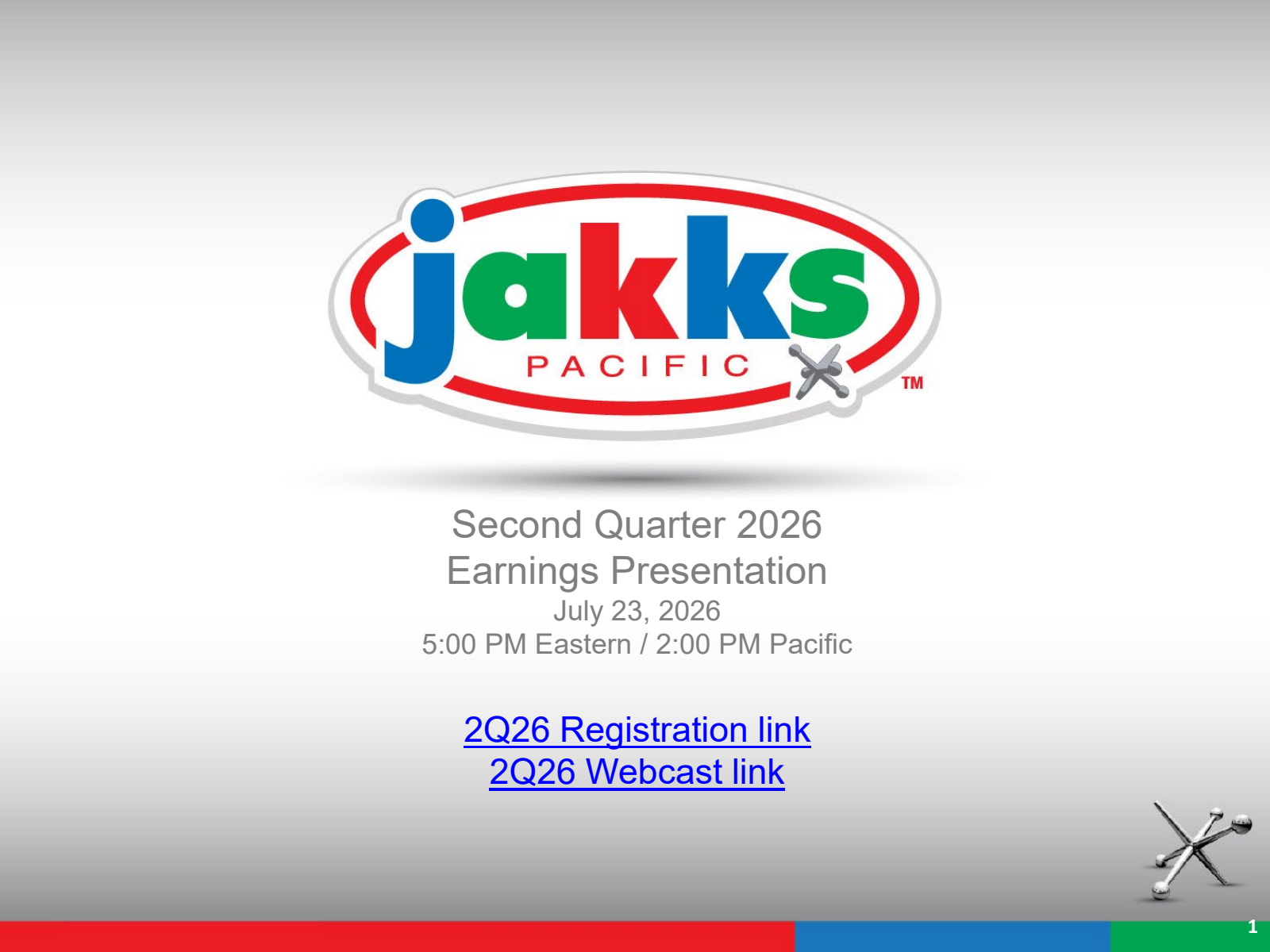 JAKKS Pacific's Q2 2026 Slide Deck