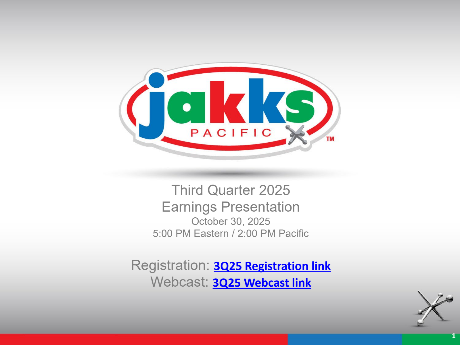 JAKKS Pacific's Q3 2025 Slide Deck