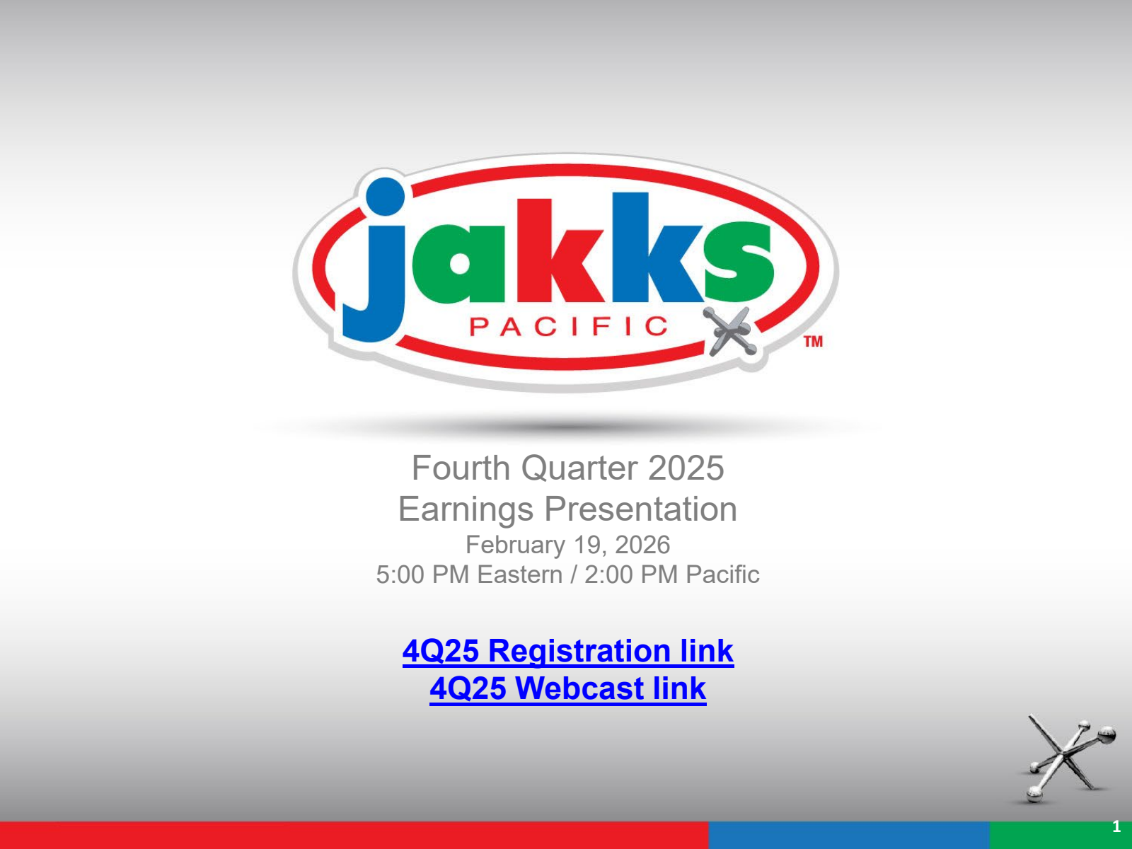 JAKKS Pacific's Q4 2025 Slide Deck
