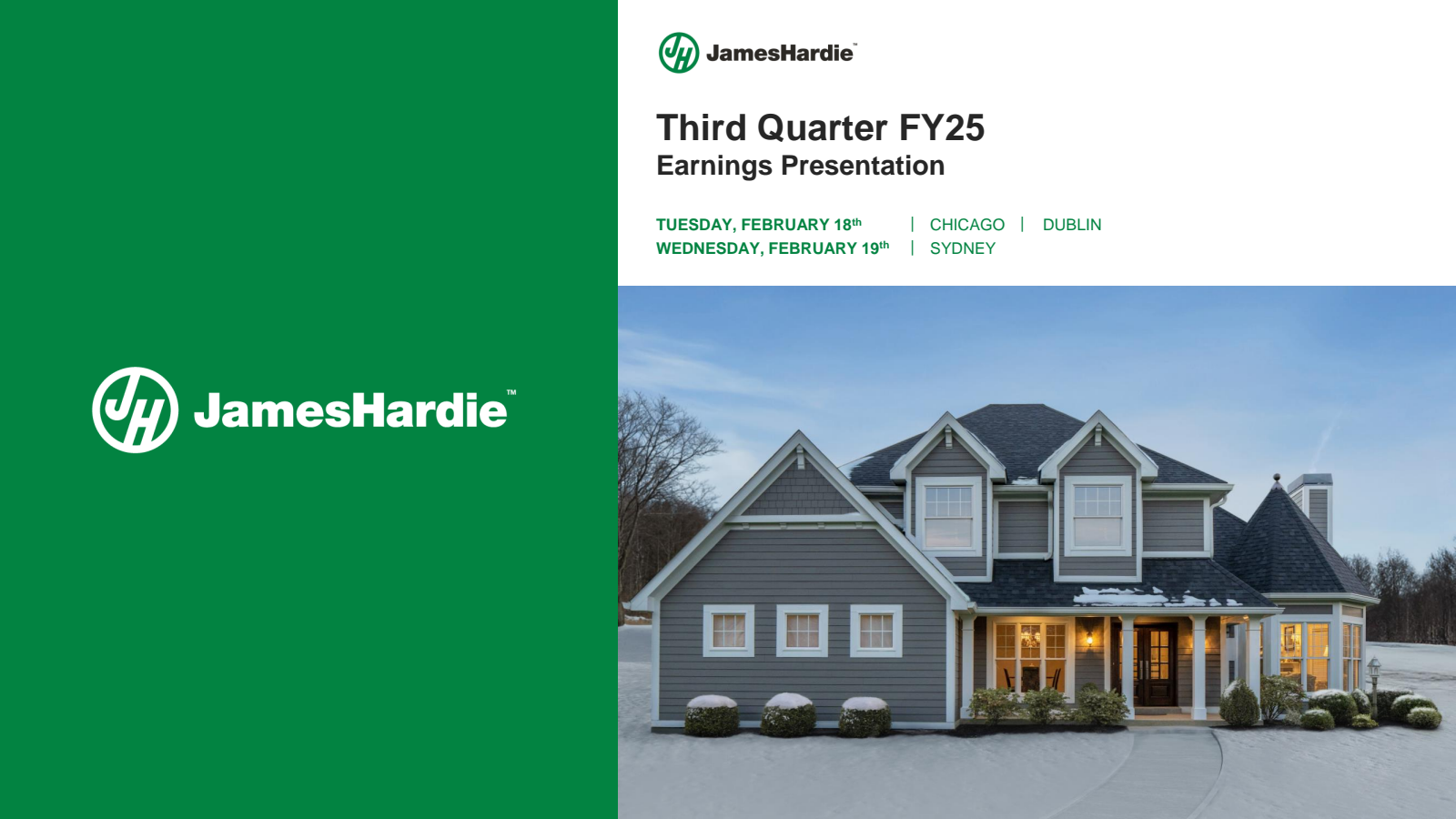 James Hardie Industries' Q3 2025 Slide Deck
