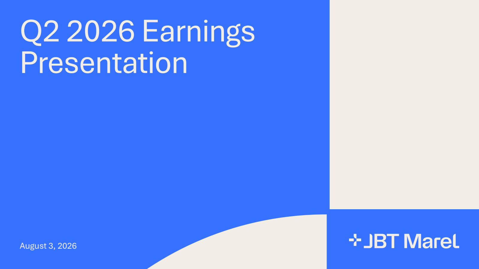 JBT Marel's Q2 2026 Slide Deck