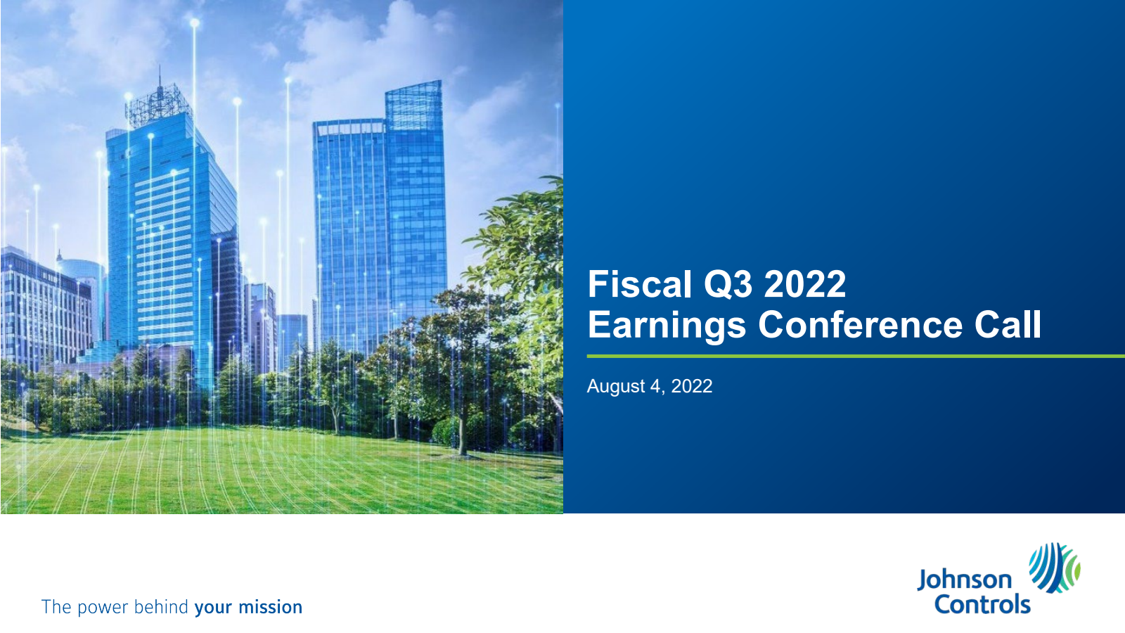 Johnson Controls International's Q3 2022 Slide Deck