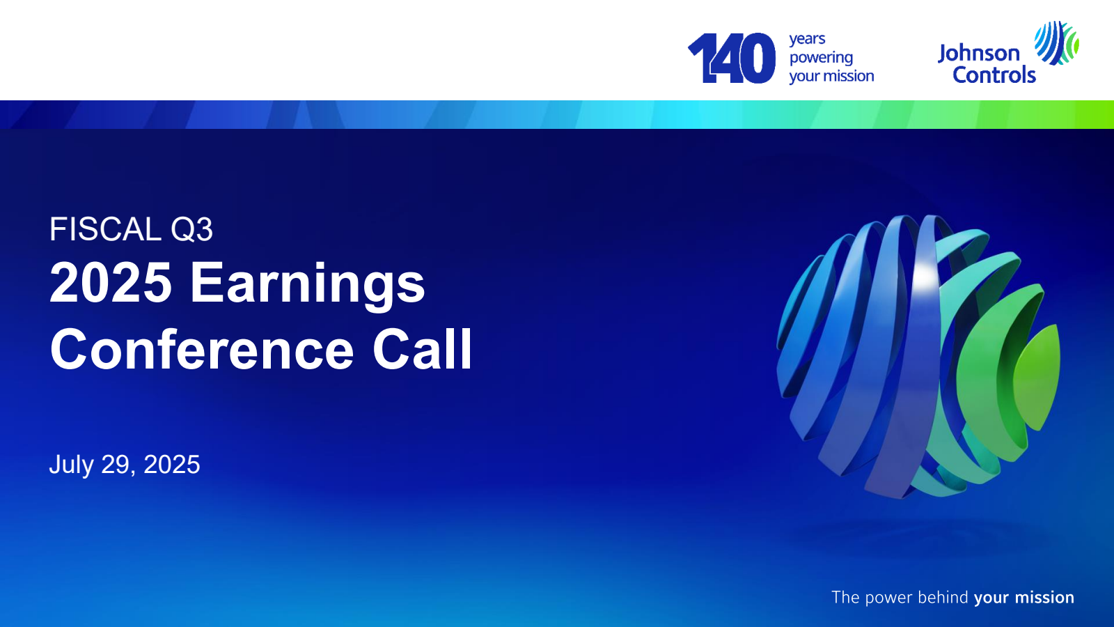 Johnson Controls International's Q3 2025 Slide Deck