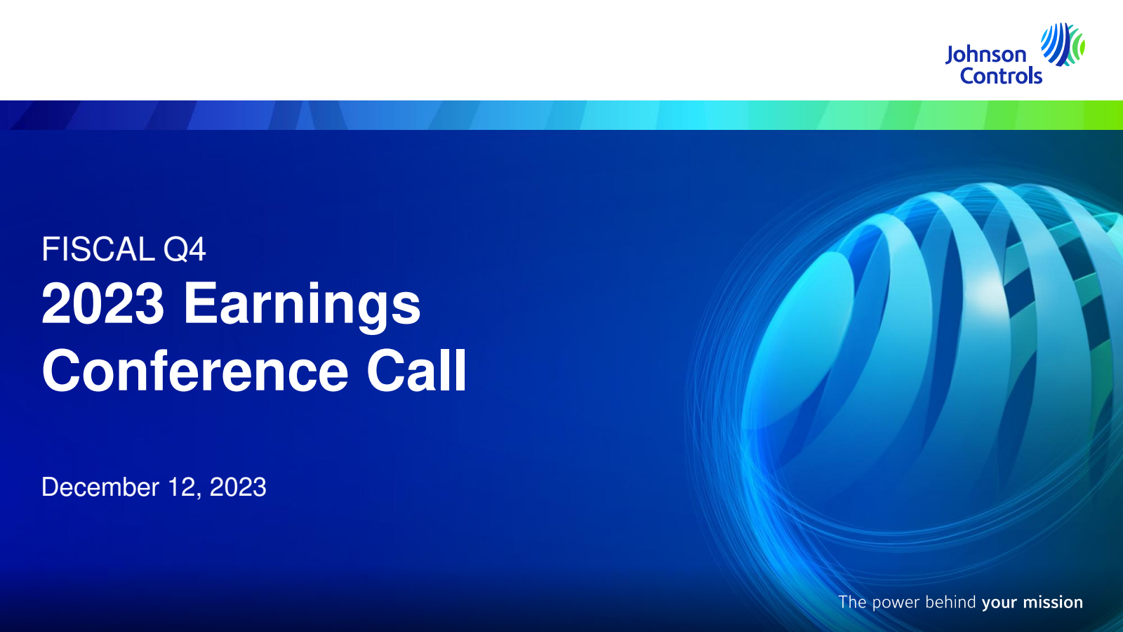 Johnson Controls International's Q4 2023 Slide Deck