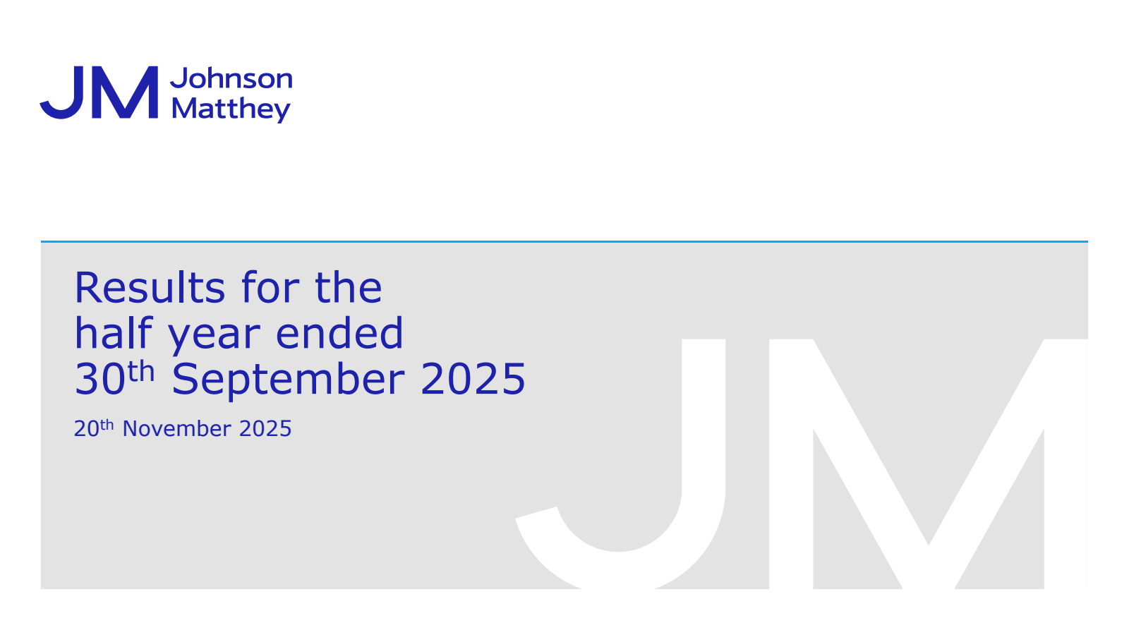Johnson Matthey's H1 2026 Slide Deck