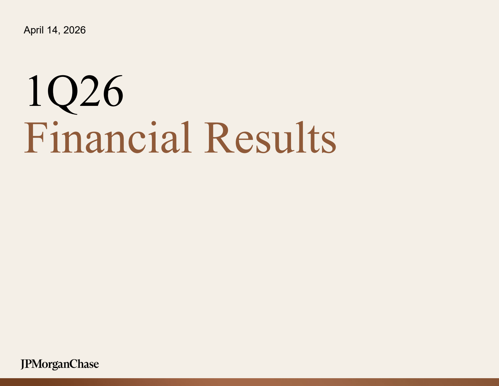 JPMorgan Chase & Co.'s Q1 2026 Slide Deck