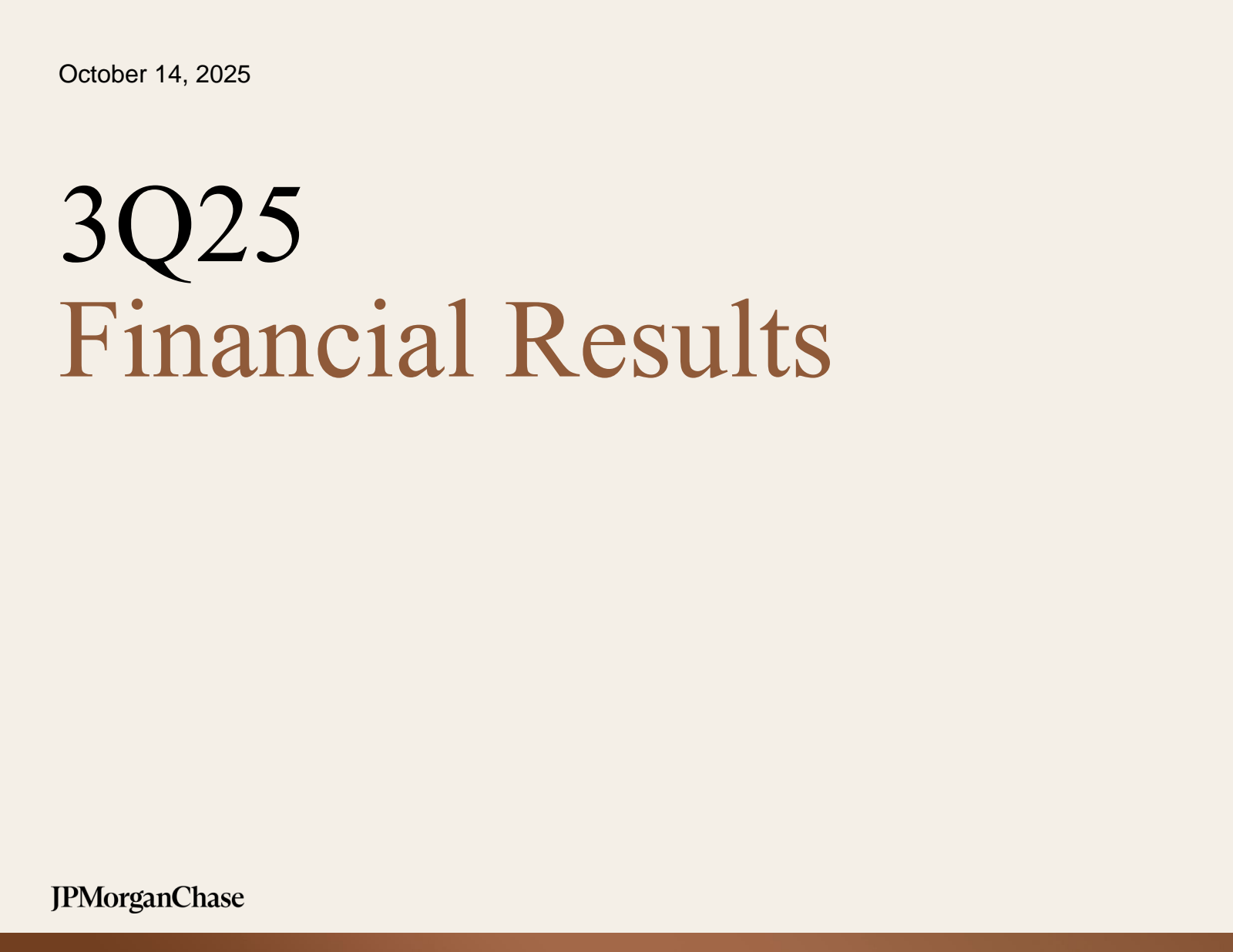 JPMorgan Chase & Co.'s Q3 2025 Slide Deck