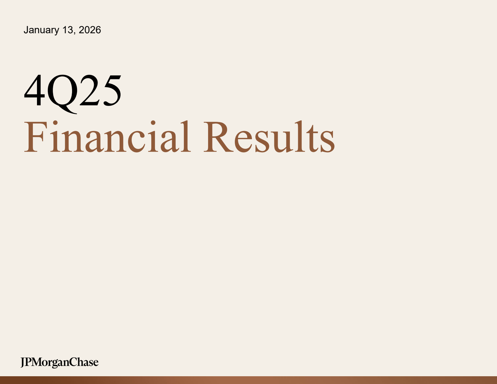JPMorgan Chase & Co.'s Q4 2025 Slide Deck