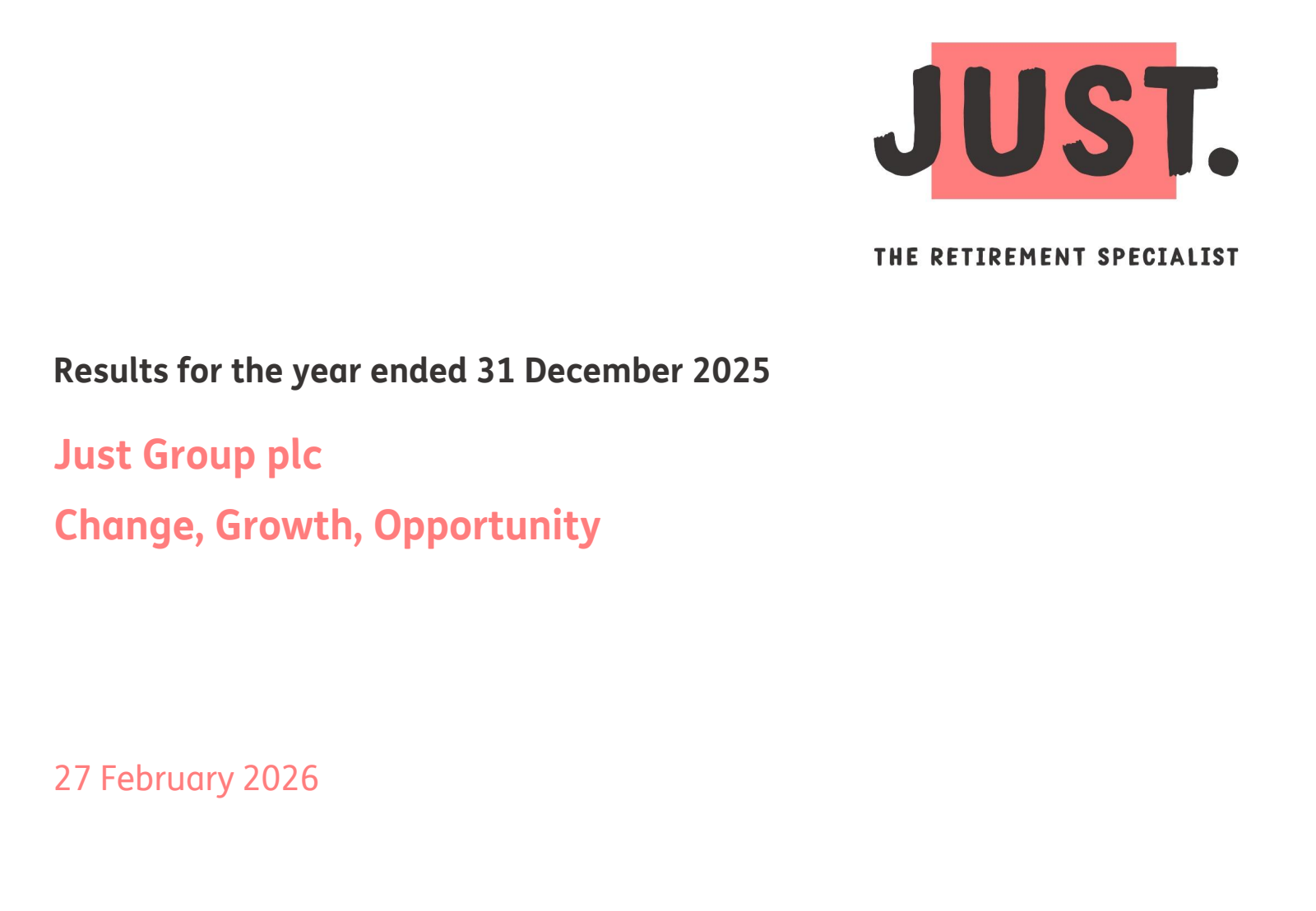 Just Group's H2 2025 Slide Deck