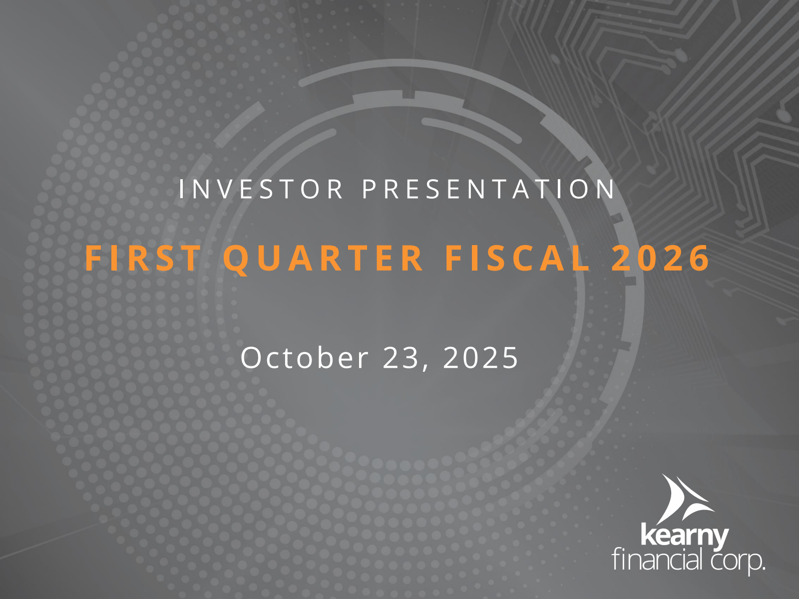 Kearny Financial's Q1 2026 Slide Deck