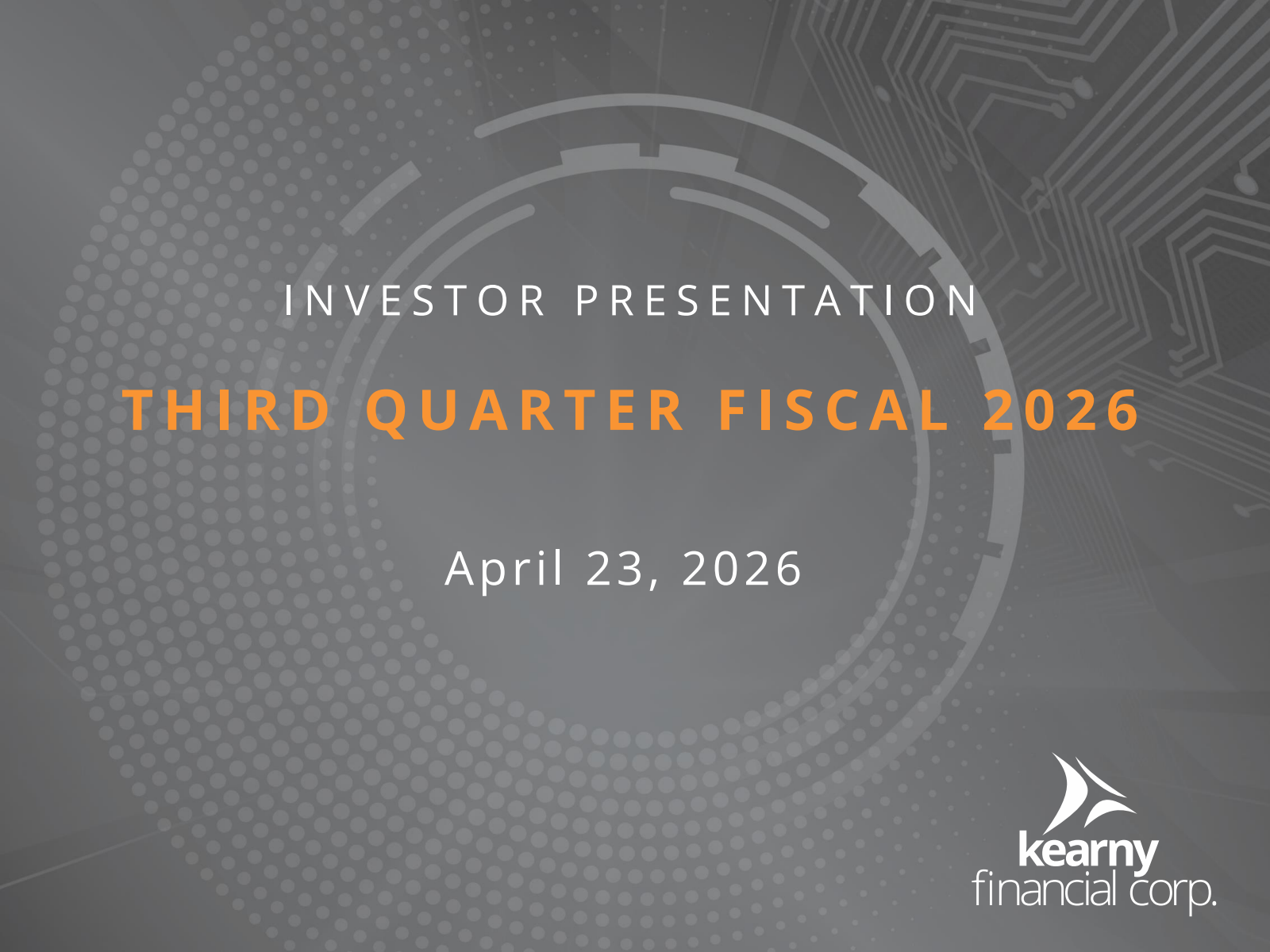 Kearny Financial's Q3 2026 Slide Deck