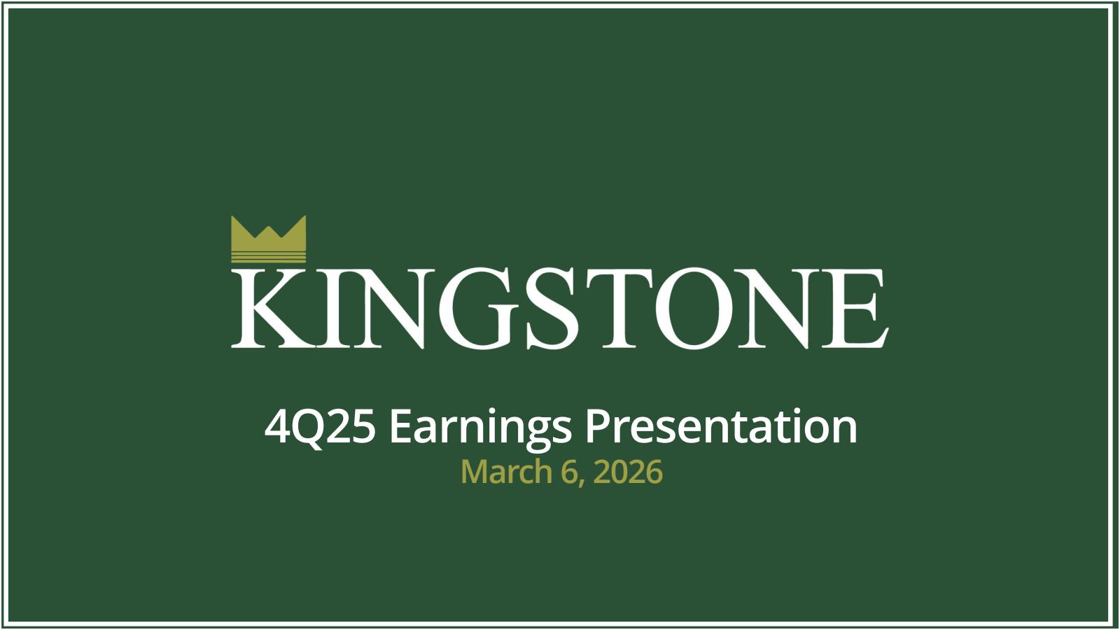 Kingstone Companies' Q4 2025 Slide Deck