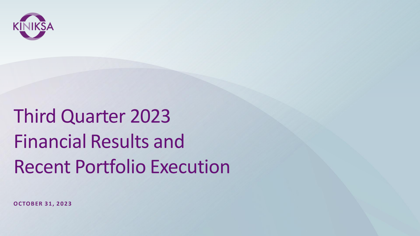 Kiniksa Pharmaceuticals' Q3 2023 Slide Deck