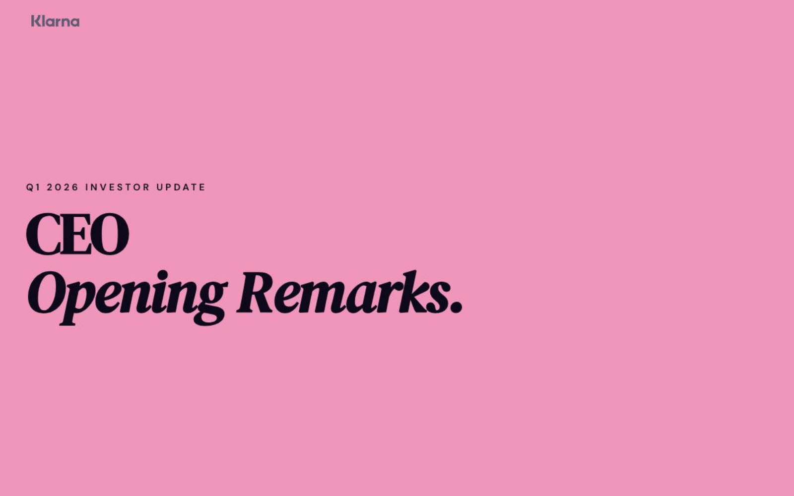 Klarna Group's Q1 2026 Slide Deck