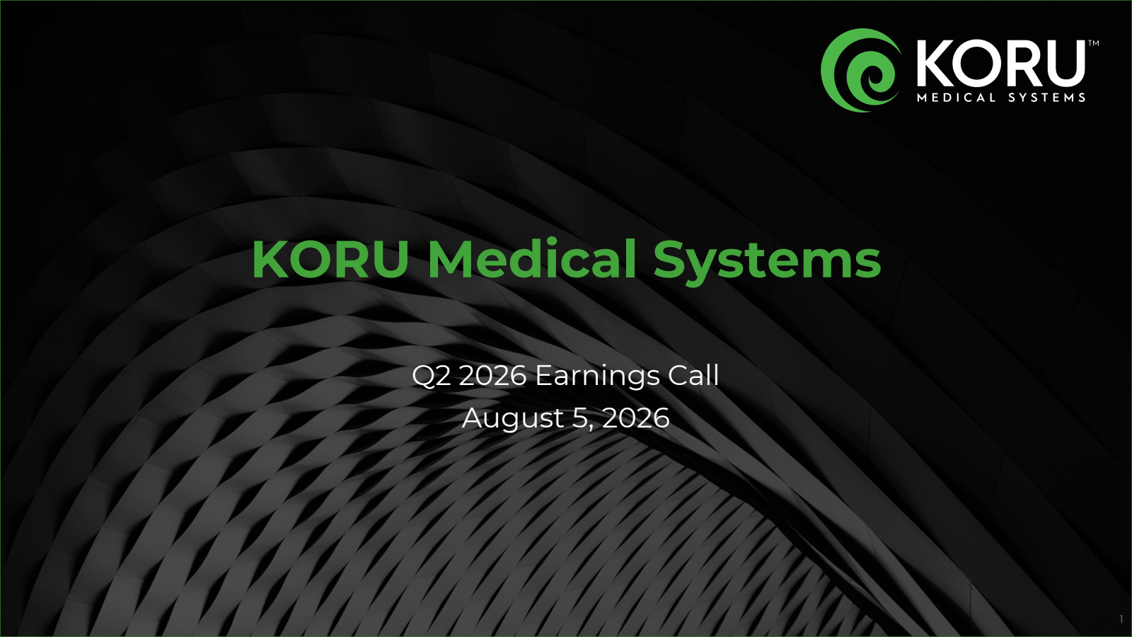 KORU Medical Systems' Q2 2026 Slide Deck