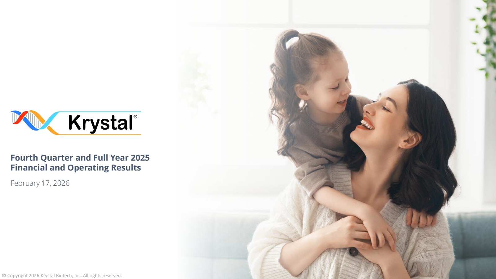 Krystal Biotech's Q4 2025 Slide Deck