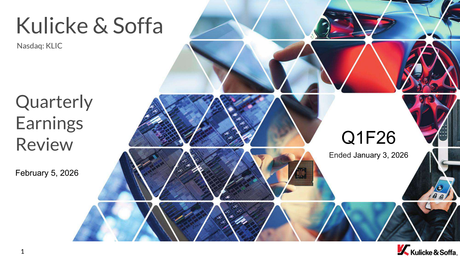 Kulicke and Soffa Industries' Q1 2026 Slide Deck
