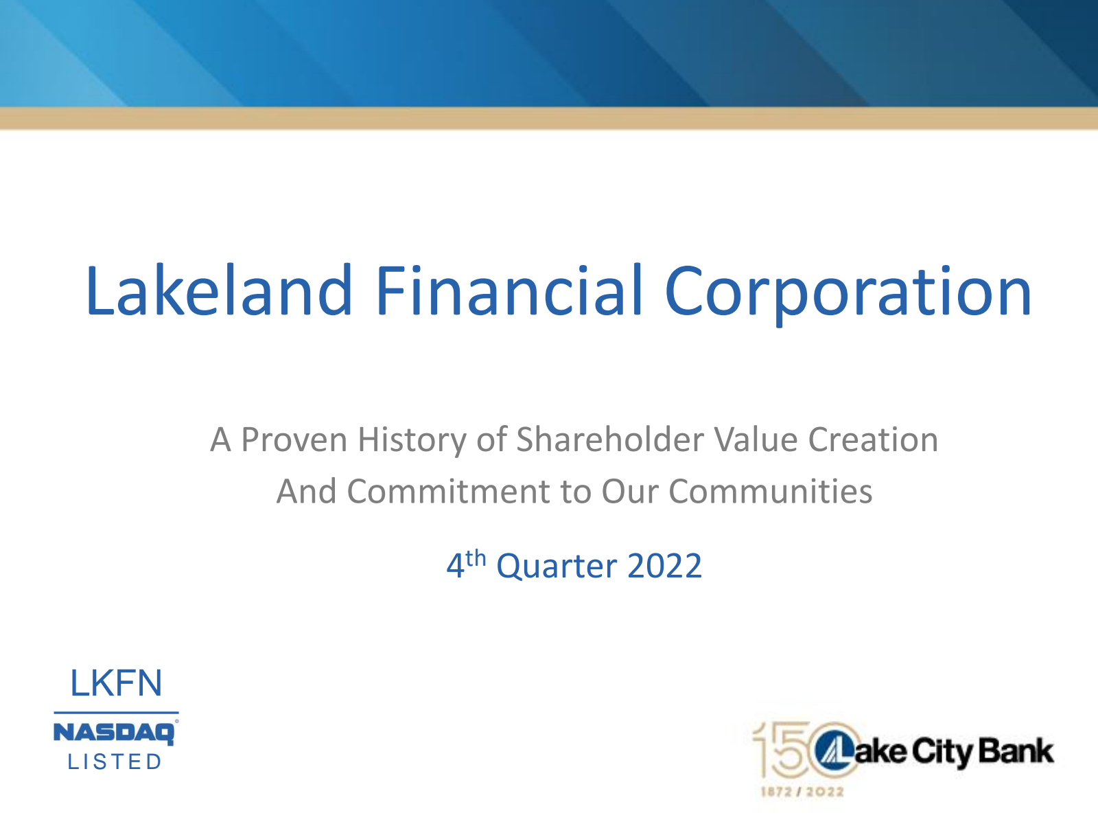 Lakeland Financial's Q4 2022 Slide Deck
