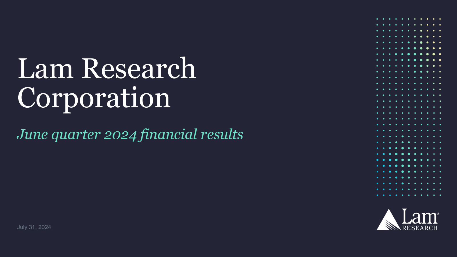 Lam Research's Q4 2024 Slide Deck