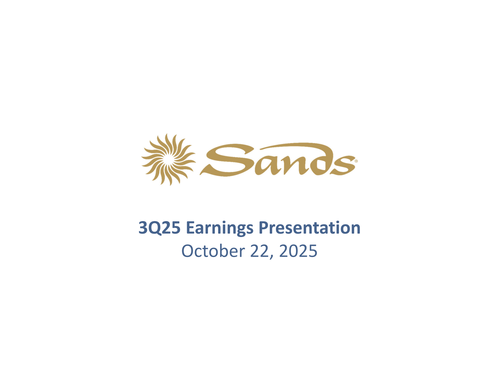 Las Vegas Sands' Q3 2025 Slide Deck