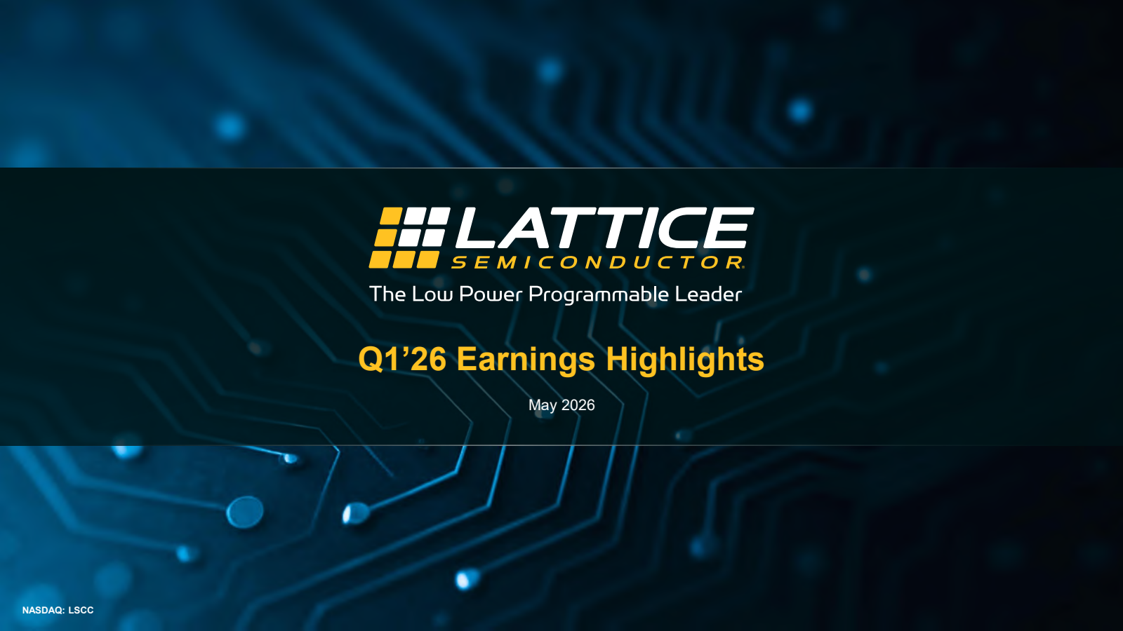 Lattice Semiconductor's Q1 2026 Slide Deck