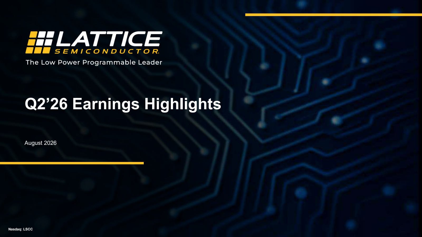 Lattice Semiconductor's Q2 2026 Slide Deck