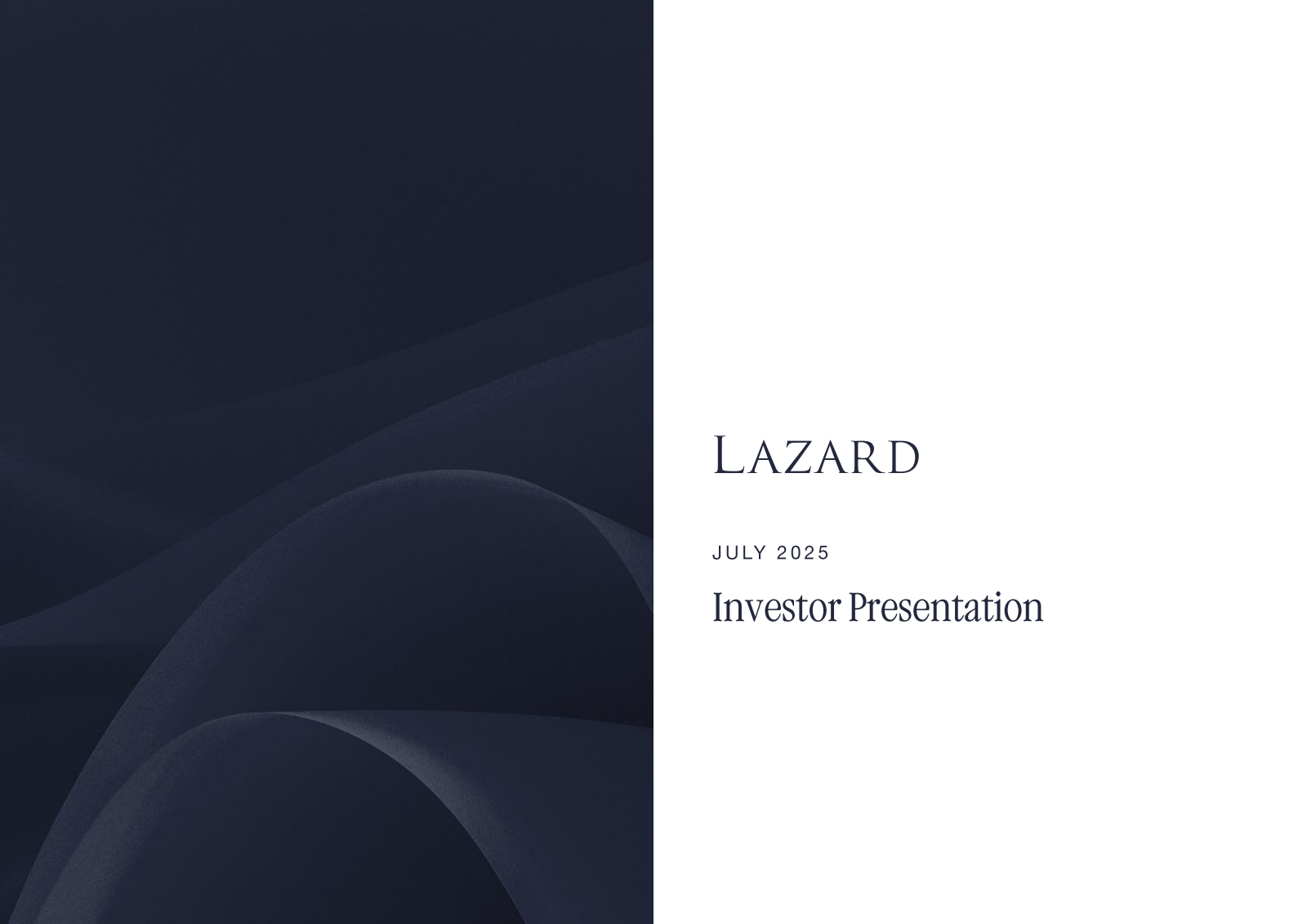 Lazard's Q2 2025 Slide Deck